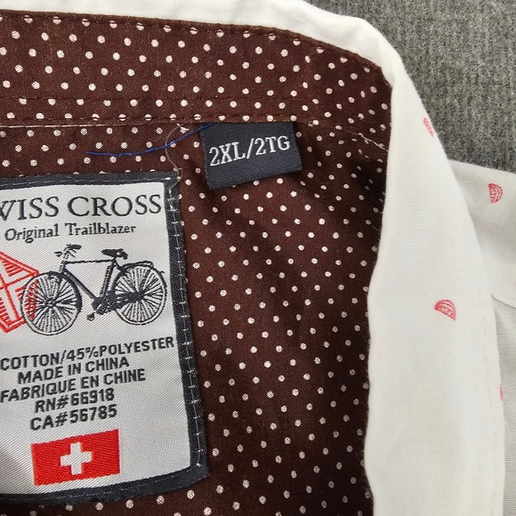 Swiss Cross Mens 2XL White Watermelon Print Short Sleeve Button Down Shirt - Picture 8 of 8